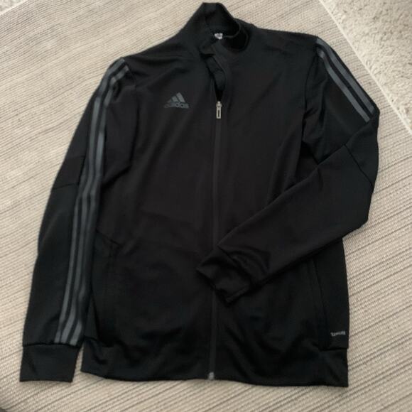 Adidas Track Jacket Womens Medium Black/Gray Three Stripe Full Zip AV1008 Clima - Picture 3 of 7